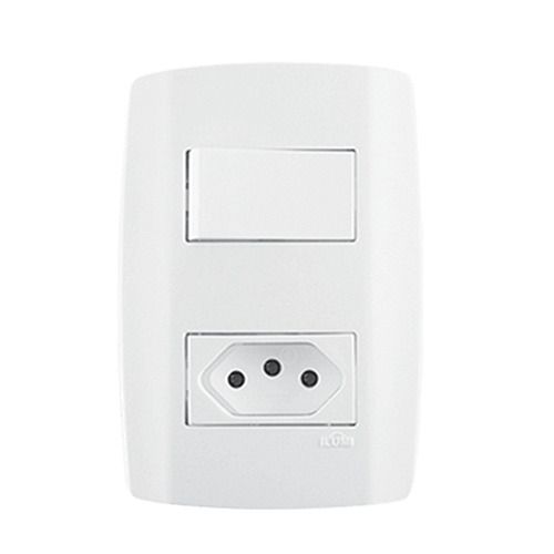 INTERRUPTOR SLIM MONTADO 1 TECLA + TOMADA 10A BRANCO - ILUMI